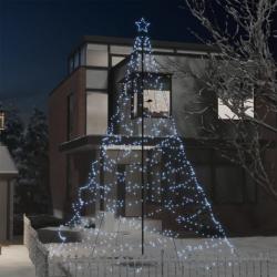 Arbre de Noël avec poteau en métal 1400 LED blanches froid 5 m 328634