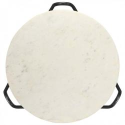 Table basse Blanc 65x65x42 cm Pierre véritable texture marbre 286446