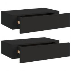 Étagères à tiroirs murales 2 pcs Noir 40x23,5x10 cm MDF 330244