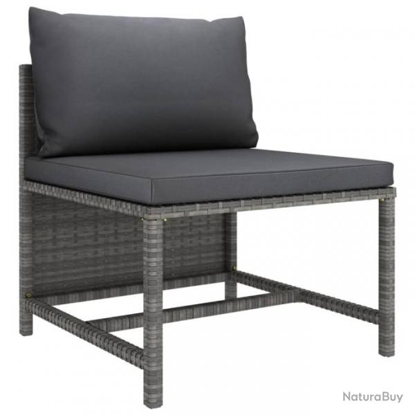 Salon de jardin 3 pcs avec coussins Gris Rsine tresse