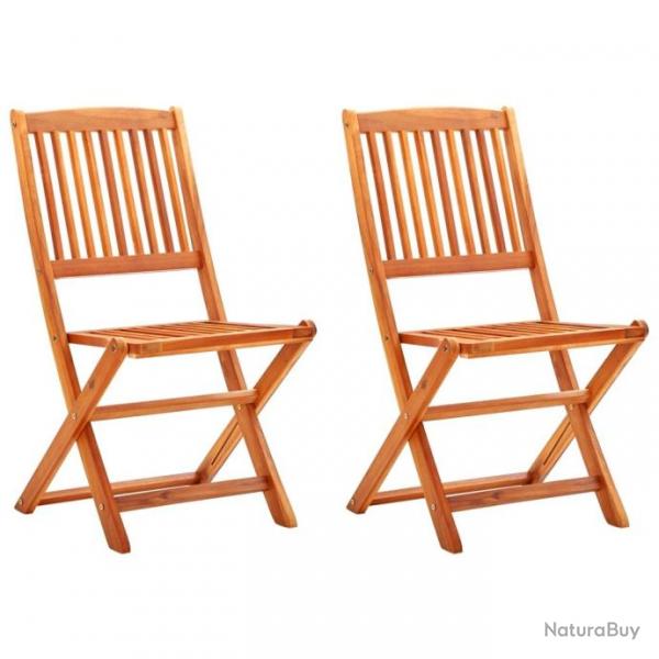 Chaises de jardin pliables 2 pcs Bois d'eucalyptus massif 312451