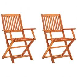 Chaises de jardin pliables 2 pcs Bois d'eucalyptus massif 312449