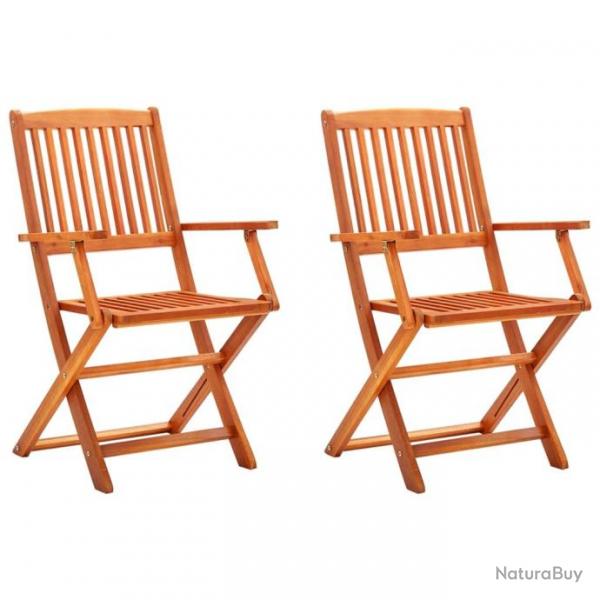 Chaises de jardin pliables 2 pcs Bois d'eucalyptus massif 312449