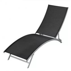 Chaise longue Acier et textilène Noir 42866