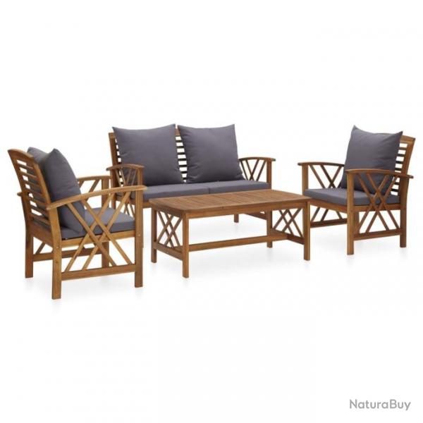 Salon de jardin 4 pcs avec coussins Bois d'acacia solide 3057991