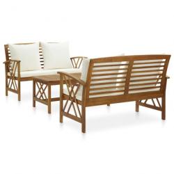 Salon de jardin 3 pcs avec coussins Bois d'acacia solide 3057988