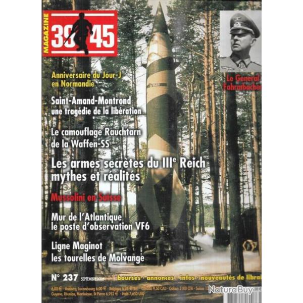 39-45 Magazine 237 ligne maginot, libration saint amand montrond, camouflage waffen , mussolini,