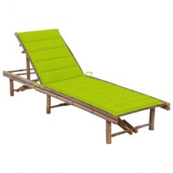 Chaise longue de jardin avec coussin Bambou 3061643