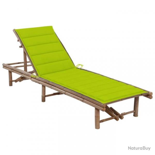 Chaise longue de jardin avec coussin Bambou 3061643