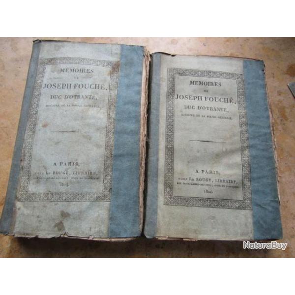 livre Mmoires Joseph FOUCHE duc Otrante ministre police 1 Edition Empire Napolon Empereur 1824