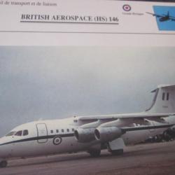FICHE  AVIATION  TYPE TRANSPORT ET DE LIAISON  /  BRITISH AEROPSPACE  HS  146  G BRETAGNE