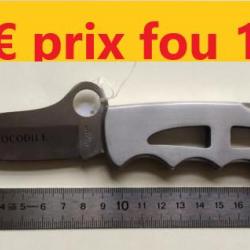 Couteau de loisirs « Crocodile », tout acier INOX  lame 9 cm Longueur couteau 20 cms
