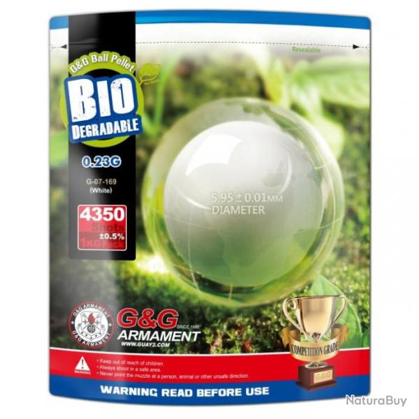 Billes Bio G&G Armament Blanches par sachet de 1 kg - 0.23 g