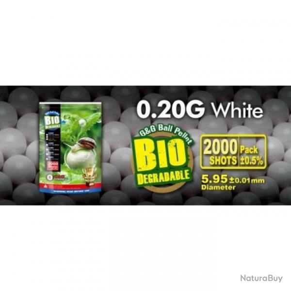 Billes Bio G&G Armament Blanches x2000 - 0.20 g