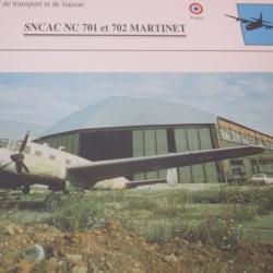 FICHE  AVIATION  TYPE  APPAREIL  DE TRANSPORT LIAISON / SNCAC NC 702 MARTINET  FRANCE