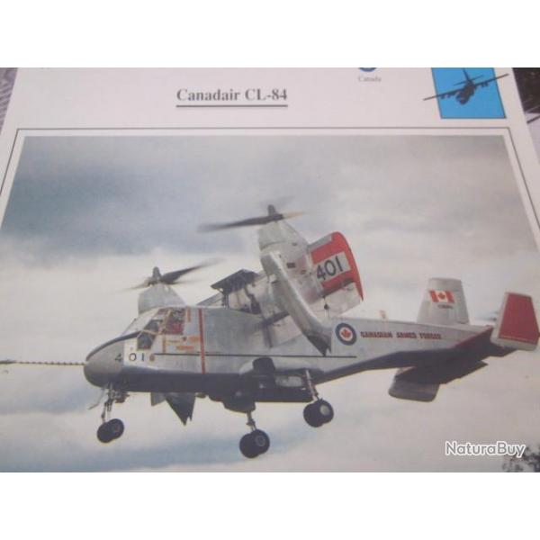 FICHE  AVIATION  TYPE  APPAREIL  DE TRANSPORT LIAISON / CANADAIR CL 84   CANADA