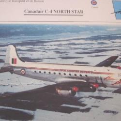 FICHE  AVIATION  TYPE  APPAREIL  DE TRANSPORT LIAISON / CANADAIR C4 NORTH STAR  CANADA