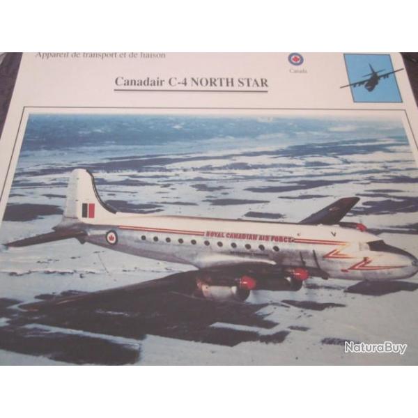 FICHE  AVIATION  TYPE  APPAREIL  DE TRANSPORT LIAISON / CANADAIR C4 NORTH STAR  CANADA