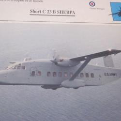 FICHE  AVIATION  TYPE  APPAREIL  DE TRANSPORT LIAISON / SHORT 23B SHERPA  G BRETAGNE