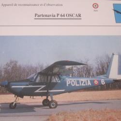 FICHE  AVIATION  TYPE  APPAREIL  DE RECONNAISSANCE ET D OBSERVATION  / PARTENAVIA P64 OSCAR  ITALIE