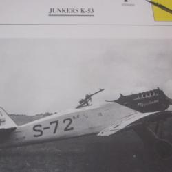 FICHE  AVIATION  TYPE  CHASSEUR  / JUNKERS K 53  ALLEMAGNE