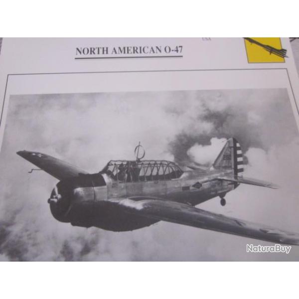 FICHE  AVIATION  TYPE APPAREIL RECONNAISSANCE ET D OBSERVATION /  NORTH AMERICAN O 47   USA