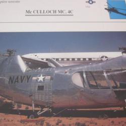 FICHE  AVIATION  TYPE HELICOPTERE TERRESTRE / Mc CULLOCH  MC 4C  USA