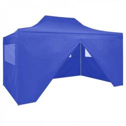 Tente de réception pliable avec 4 parois 3x4 m Acier Bleu 48891