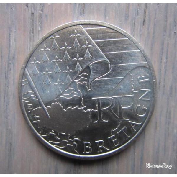 PIECE 10 EUROS BRETAGNE 2010 ( ARGENT )