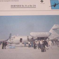 FICHE  AVIATION  TYPE  APPAREIL  DE TRANSPORT LIAISON /  DORNIER Do 31/  231    ALLEMAGNE