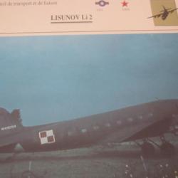 FICHE  AVIATION  TYPE  APPAREIL  DE TRANSPORT LIAISON / LISUNOV  Li 2