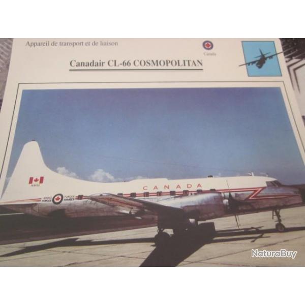 FICHE  AVIATION  TYPE  APPAREIL  DE TRANSPORT LIAISON /  CANADAIR  CL 66 COSMOPOLITAN   CANADA