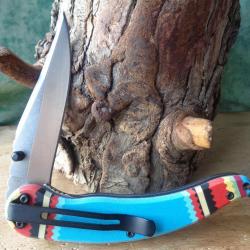 Couteau Indien Native Spirit Lame Acier Inox Manche Synthétique Blue CN300450TR