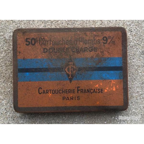 Bote vide Cartoucherie Franaise Paris 50 cartouches plomb 9 mm double charge