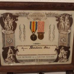 cadre et medailles de la grande guerre 1914/1918