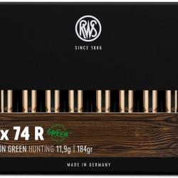 Munitions RWS Cal.9,3x74R EVO GREEN 11,9g 184 grains par 60