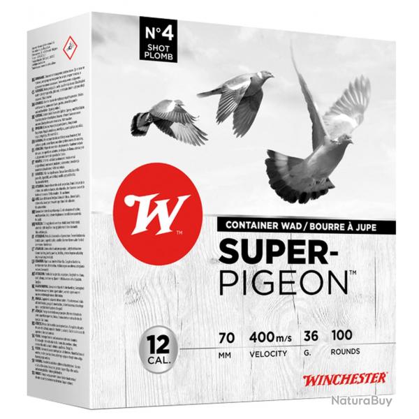 Cartouche Winchester Super Pigeon Calibre 12/70 Par 100-Numro 6