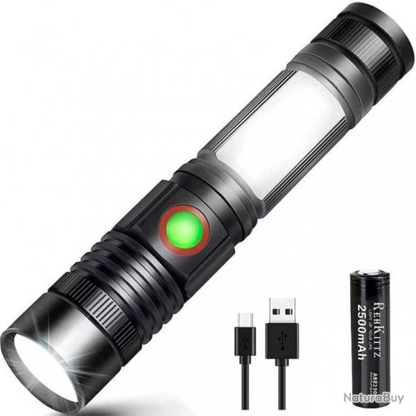 Lampe torche LED rechargeable - Etanche - Base magntique - Livraison gratuite et rapide