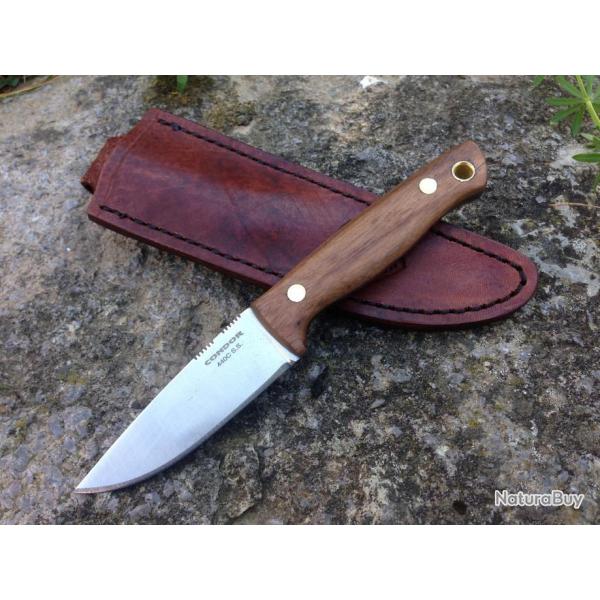 Couteau Condor Mayflower Lame Acier 440C Manche Noyer Etui Cuir El Salvador CTK15034C