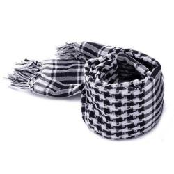 Foulard/&eacute;charpe Militaire Shemagh Tactique blanc Keffiyeh - couleur: blanc et noir - mati&egrave;re: 100% C