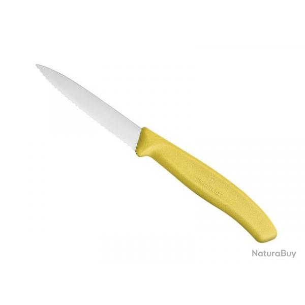 FRED11 COUTEAU OFFICE VICTORINOX SWISSCLASSIC 8CM JAUNE A DENTS NEUF