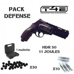 Pack Walther T4E HDR 50, 11 Joules+ 50 BILLES CAOUTCHOUC + 10 CARTOUCHES+ mallette 