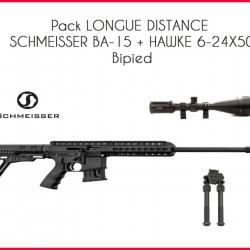 Pack LONGUE DISTANCE SCHMEISSER BA-15 + HAWKE 6-24X50 + bipied 