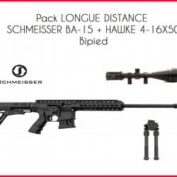 Pack LONGUE DISTANCE SCHMEISSER BA-15 + HAWKE 4-16X50 + bipied 