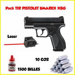 Pack Pistolet CO2 UMAREX XBG + 1500 billes + 10 CO2+ laser 