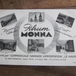 BUVARD PUBLICITAIRE  RHUM MONNA