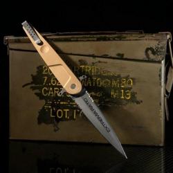 Couteau Extrema Ratio BF4 Contractor Lame Acier N690 Manche Tan Aluminium Linerlock Italy EX0498DW