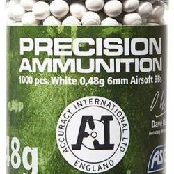 BILLES AIRSOFT 6MM ACCURACY INT. 0.48G X 1000 BLANCHES