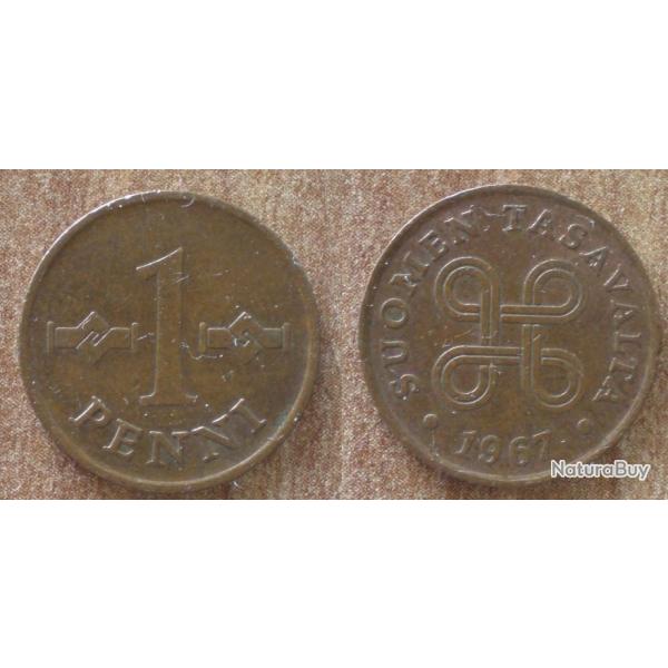 Finlande 1 Penni 1967 Piece Markka avant Euro Europe Nord