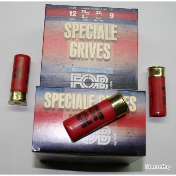 CARTOUCHE FOB SPECIAL GRIVE 32GR BOURRE JUPE CAL 12/70 X25 10